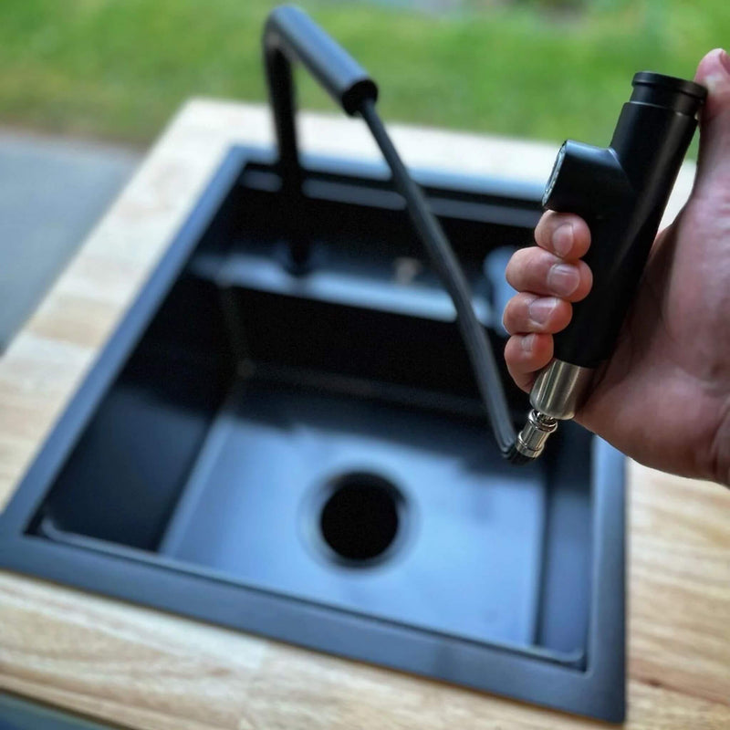 BLACK STAINLESS STEEL NANOTECH SINK WITH HIDEAWAY FAUCET - Lonavity