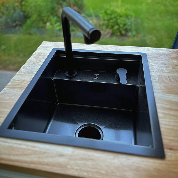 BLACK STAINLESS STEEL NANOTECH SINK WITH HIDEAWAY FAUCET - Lonavity